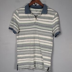 GAP Polo Shirt Gray and Blue Striped Classic Design
